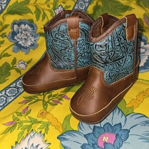 Ariat Lil' Stompers Cattle Drive Infant Boots Size 3 Blue Cowboy Baby Boots